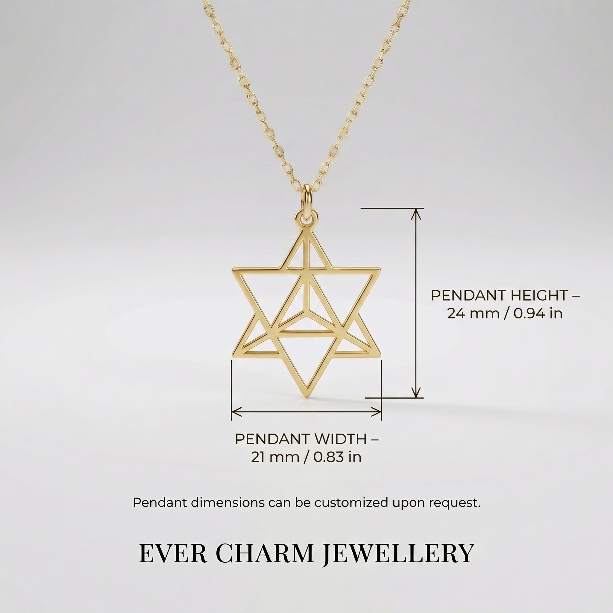 14K Solid Gold Merkaba Star Necklace: Balance and Protection