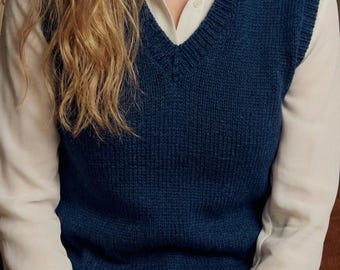 Beginner Knit Vest Pattern I Sleeveless V-Neck Sweater (PDF Download)
