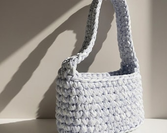 Boho Summer Crochet Bag Pattern I Chunky T-Shirt Yarn Baguette Purse (PDF Download)