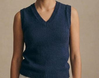 Minimalist V-Neck Vest Knitting Pattern I Stockinette Stitch Gilet Tutorial (PDF Download)