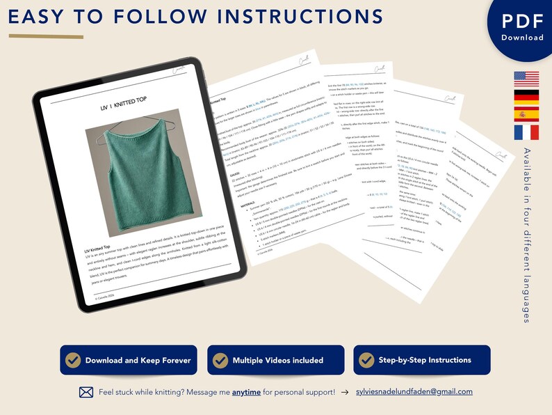 Seamless Silk Cotton Tank Knitting Pattern: Top-Down Raglan Sleeveless Tee (PDF) image 5