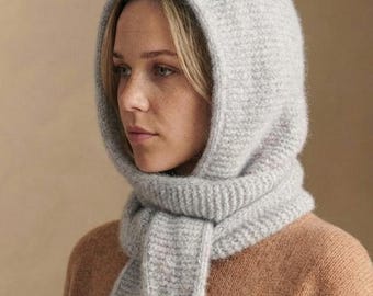 Beginner Hooded Scarf Knitting Pattern: Garter Stitch, I-Cord Edge (PDF Download)