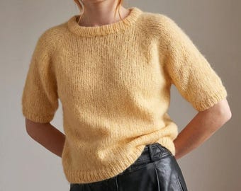 Mohair Sweater Knitting Pattern I Top Down Raglan Summer Pullover (PDF)