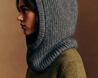 Knitting Pattern: YLVA Hood Scarf Balaclava, Fisherman Rib Brioche Tutorial (PDF Download)
