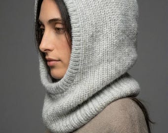 Knitted Balaclava Pattern I  Modern Hooded Scarf I  Brioche Rib Stitch Instructions (PDF)