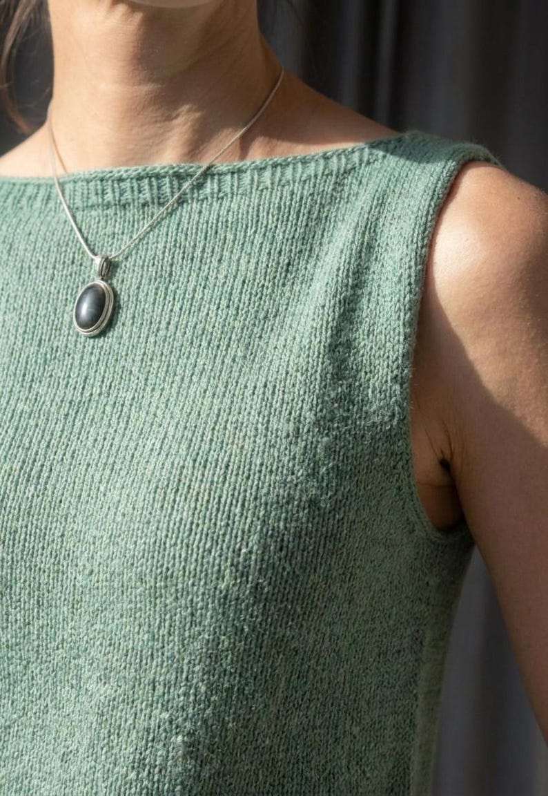 Seamless Silk Cotton Tank Knitting Pattern: Top-Down Raglan Sleeveless Tee (PDF) image 2