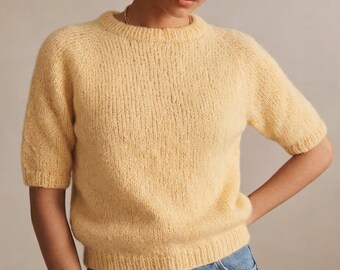Raglan Sweater Knitting Pattern: Top-Down Mohair Pullover (PDF Download)