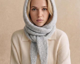 Beginner Hooded Scarf Knitting Pattern I Cozy Alpaca Wool Wrap (Digital Download)