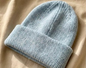 NOA Beanie Knitting Pattern: Classic Fisherman Rib Hat Tutorial (PDF)