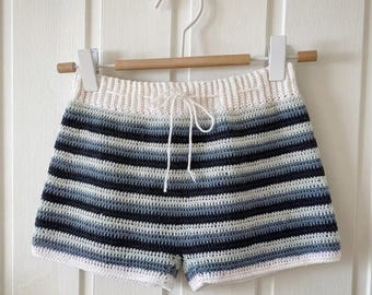 Striped Crochet Shorts Pattern I Womens Cotton Boho Summer Beachwear (PDF)