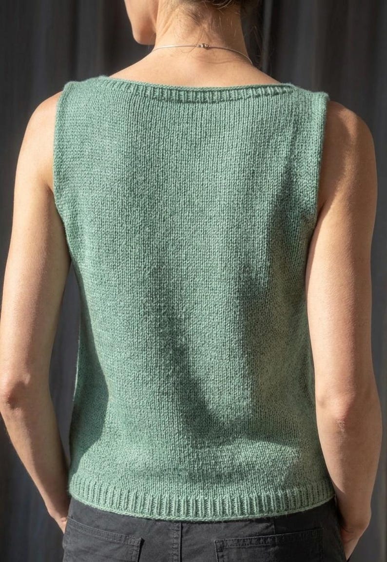 Seamless Silk Cotton Tank Knitting Pattern: Top-Down Raglan Sleeveless Tee (PDF) image 7