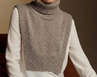 Turtleneck Dickey Knitting Pattern PDF: Beginner Friendly Knit Collar Vest (Instant Download)