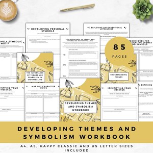 Novel Writing Workbook Developing Themes Worksheets for Symbolism Guide Printable Author Planner Creative Writing Journal Story Plotting