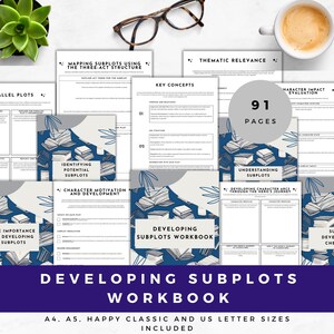 Novel Planner, Author Writing Workbook, Developing Subplot Worksheets for Subplot Arcs Workbook Printable Creative Writing Journal