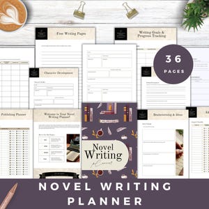 Romanplanner, uitgebreide schrijforganizer, afdrukbaar werkboek voor auteurs, gids voor verhaalontwikkeling, afdrukbaar auteurswerkboek