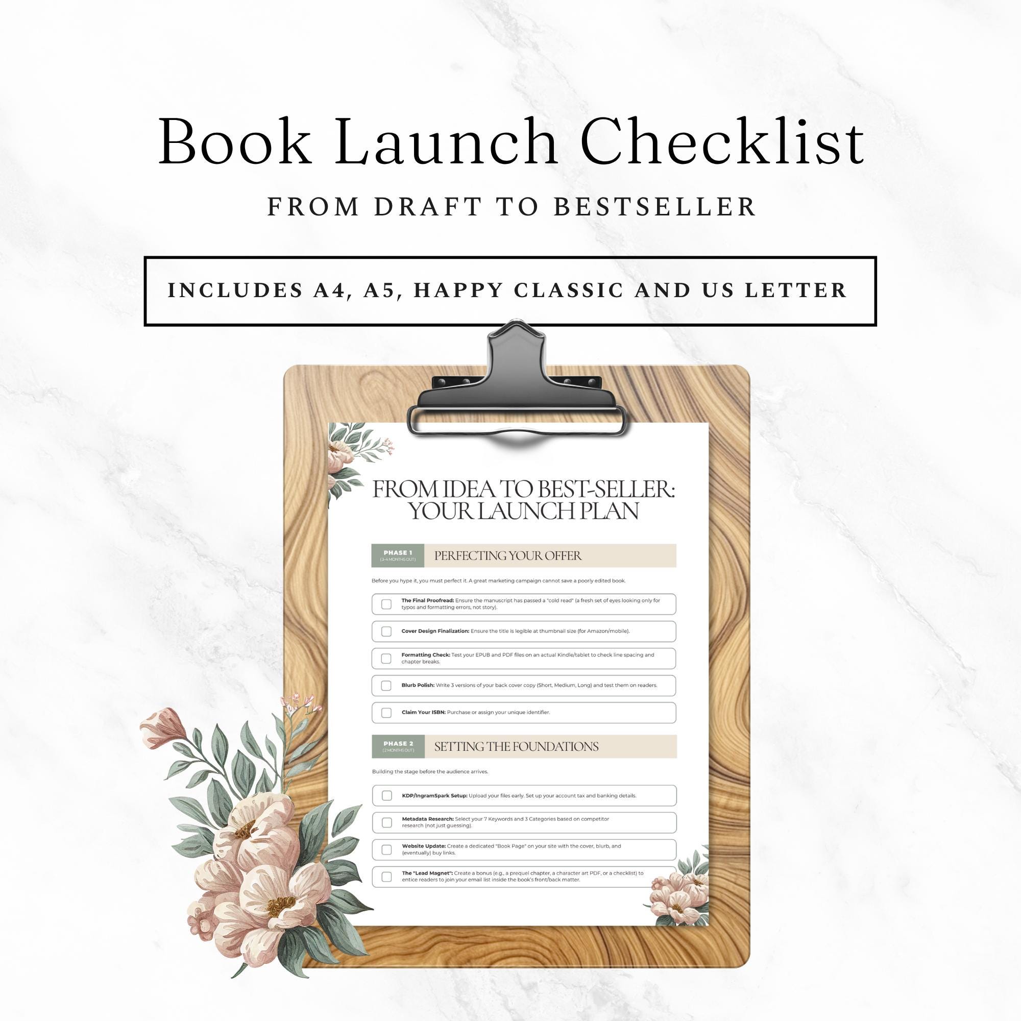 Self Publishing Checklist.pdf Book Launch Checklist Printable, Author Launch Planner PDF, Self ...