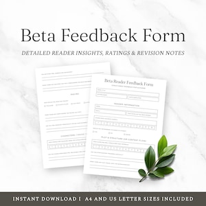 Beta Reader Feedback Form Canva Template, Manuscript Critique Worksheet, Book Editing Tool for Indie Authors, A4 US Letter