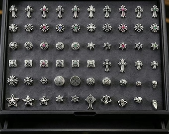Handmade earrings,S925 Silver ,classic Vintage Cross Horseshoe Earrings Punk Gothic Design Jewelry Gift for her/him