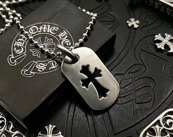 CH 925 Sterling Silber Klassisch Retro Gothic Kreuz Anhänger an Kette unisex Schmuck Streetwear Anhänger Halskette