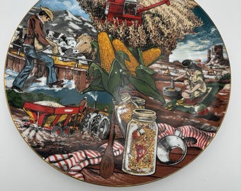 Vintage 1977 Weltweit Art Studios Teller Corn Amerikas Geschenk an die Welt 10,5 ""
