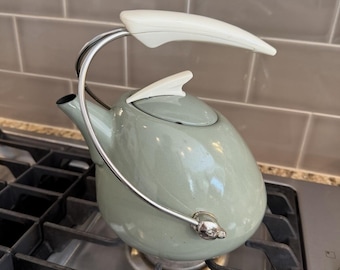 Vintage MCM Noritake Colorwave Sage Green Tea Kettle Space Age Atomic Clean
