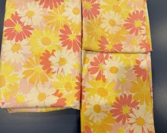 Sábana plana vintage Pequot con estampado floral y 2 fundas de almohada, tamaño doble/matrimonial, diseño RARO.