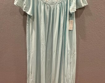 Camisón largo para mujer Miss Elaine, color azul verdoso, talla mediana, nuevo con etiquetas.