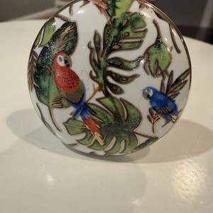 Handmålade keramiska knoppar med palmblad, set om 6, N