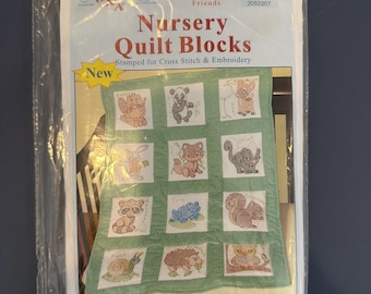 Jack Dempsey babykamer quiltblok met stempels, bosvrienden, nieuw