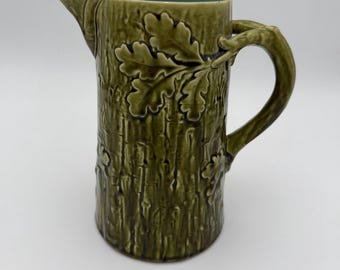 Sarreguemines アンティーク フレンチ マジョリカ ピッチャー グリーンとターコイズ