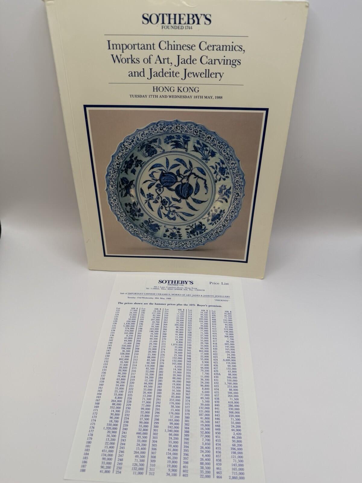 Sotheby's 1988 Chinese Ceramics Hong Kong Auction Catalog (price