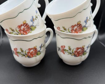 Zestaw czterech szklanek do mleka Arcopal France Provincial Flower Design w doskonałym stanie