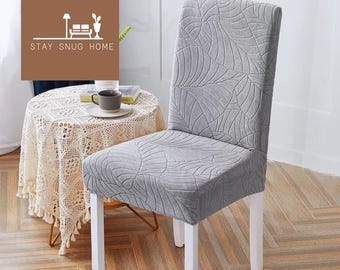 4/6/8 pièces motif feuille Jacquard housse de chaise imperméable élastique chaise de salle à manger housses moderne cuisine salon meubles protecteur