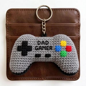 Pixel Controller Crochet Fob, Retro Gamer Dad Gift, Miniature Console Gaming Accessory for Keys or Backpack