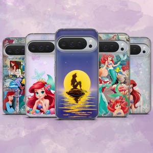 Little Mermaid Phone Case Cute Ariel Cover for Google Pixel 10Pro XL, 10A, 10, 9Pro XL, 9Pro, 9A, 8, 7, Samsung S26Ultra, iPhone 17Pro Max