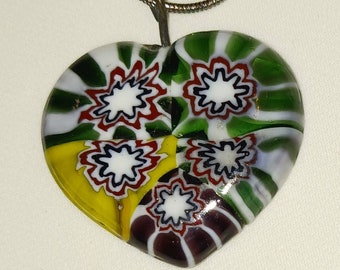 Lampwork glass heart necklace