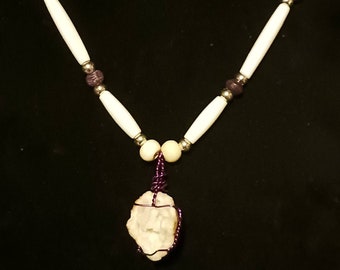 Geode and bone necklace