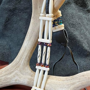 Native choker carved bone glass beads