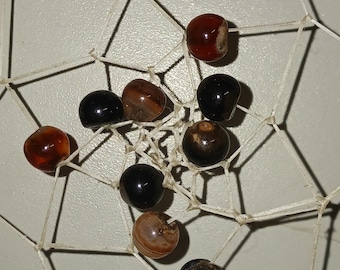 Dream catcher red Agate white leather rooster feathers