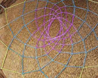 Dream Catcher  grape vine Buckskin glow in the dark green blue purple turkey feathers
