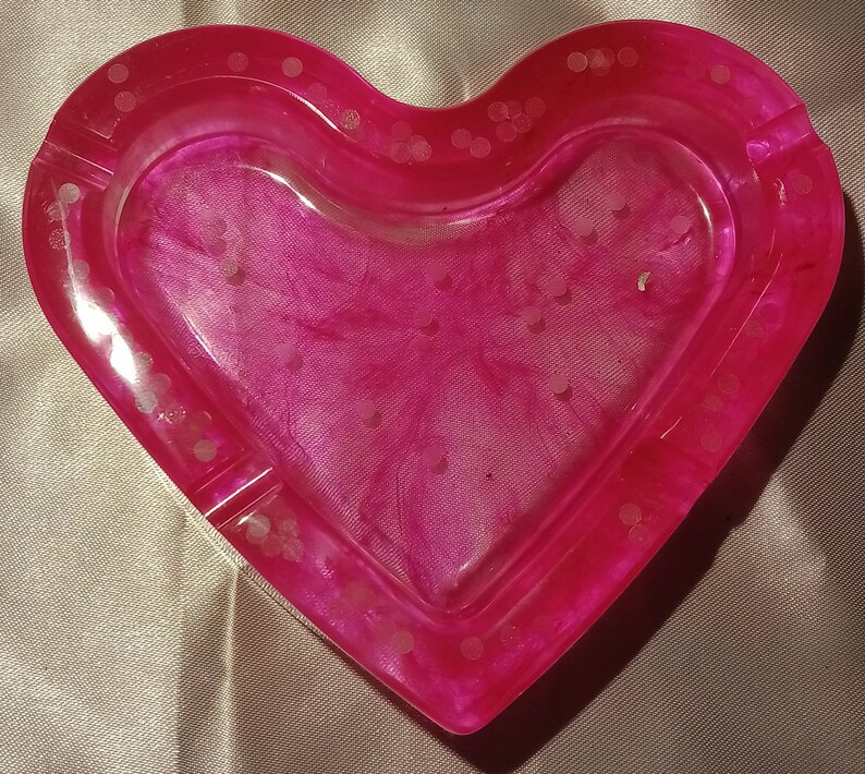 Heart Ashtray Resin pink glow in the dark Etsy