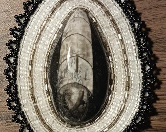 Beaded Pendant Medallion Orthoceras