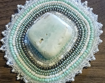 Beaded Pendant Medallion Caribbean Calcite