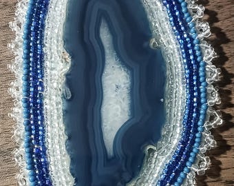 Beaded Pendant Medallion Agate