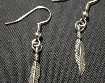 Silver feather earrings Free Shipping
