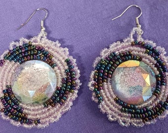 Beaded  Native earrings rindstone