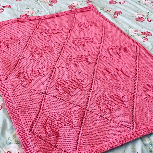 Modèle de tricot, couverture en losanges éléphant, couverture pour bébé, jeté, modèle pdf, téléchargement immédiat