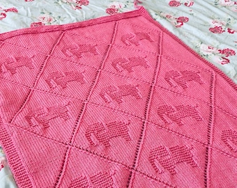 Knitting Pattern, Elephant Diamond Blanket, baby blanket, throw, pdf pattern, instant download