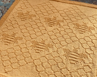 Knitting Pattern, Honey Bee Blanket, Instant Download, PDF