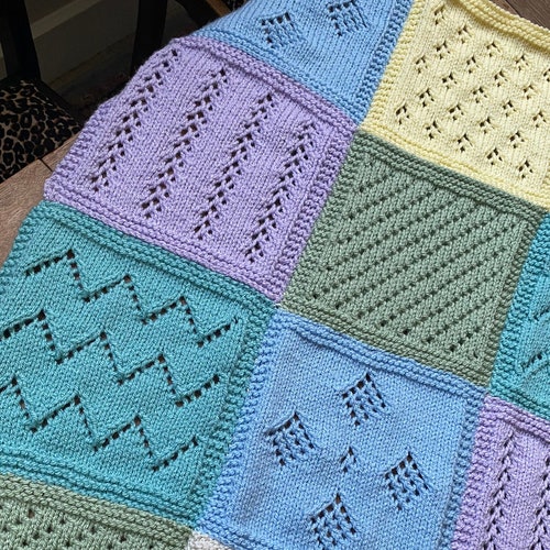 Knitting Pattern Patchwork Baby Blanket PDF Instant Etsy UK